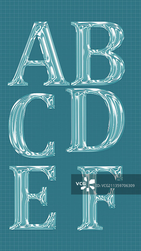 透明26个英文字母A-F图片素材