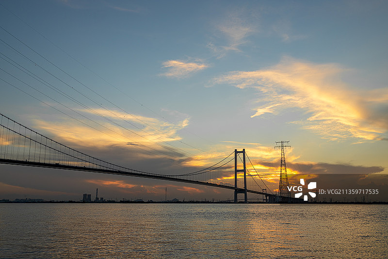 南沙大桥日落图片素材