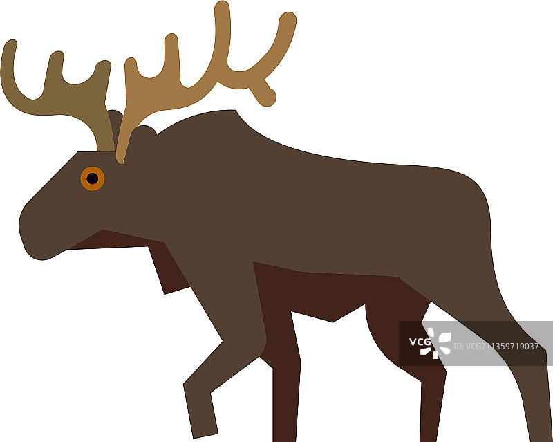 可爱的带角驼鹿站立图标图片素材