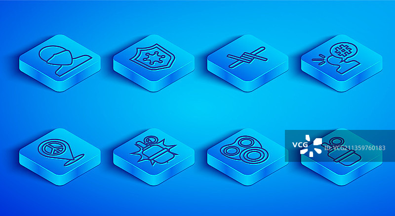 破坏者警徽铁丝网手型线条组合图片素材