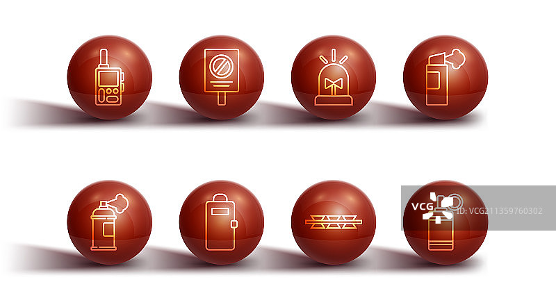 对讲机、喷漆罐和辣椒图标图片素材