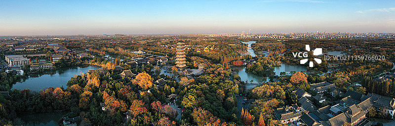 蜀冈-瘦西湖全景，扬州风光图片素材