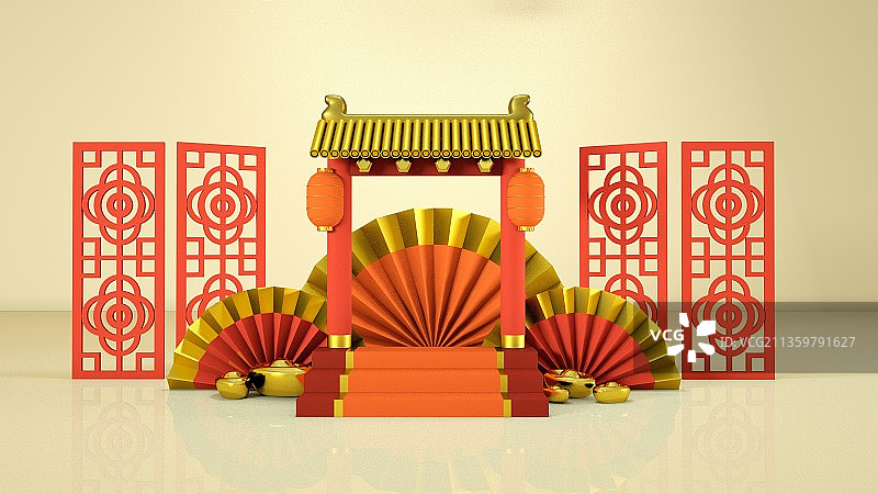 三维春节场景图片素材
