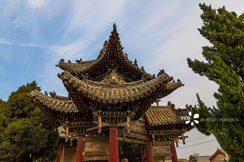 舞阳县北舞渡山陕会馆彩牌楼，被誉为“河南清代牌楼建筑之冠”图片素材