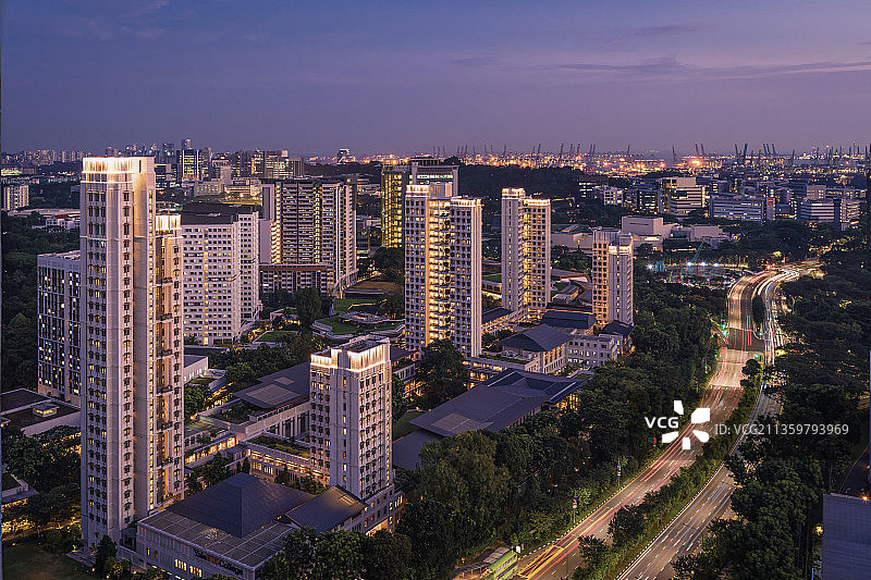 新加坡国立大学和马六甲海峡图片素材