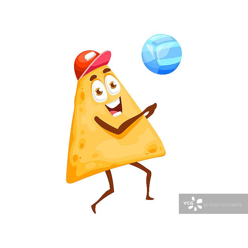 趣味玉米片玩沙滩排球卡通人物图片素材