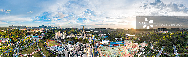 深圳北理莫斯科大学、龙岗体育中心航拍全景图图片素材