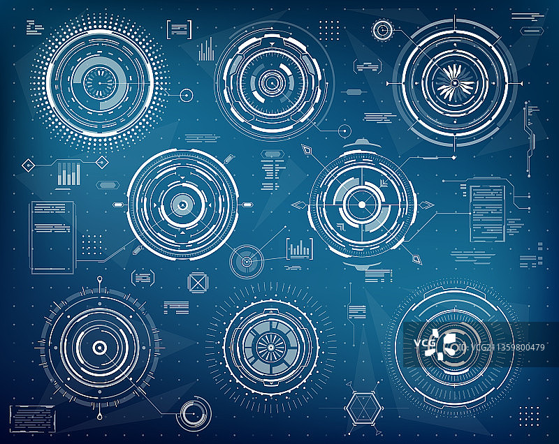 平视显示器未来信息图表圆形Web元素图片素材