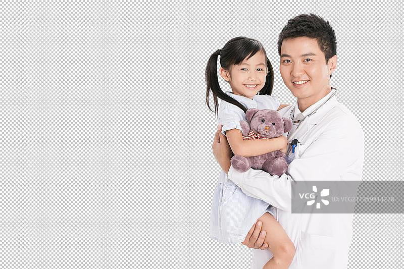 医生抱着女孩图片素材