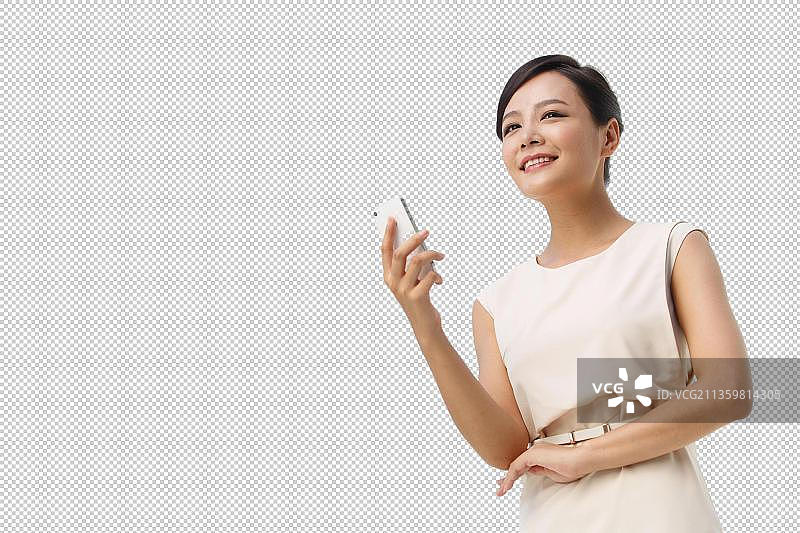 青年商务女人看手图片素材