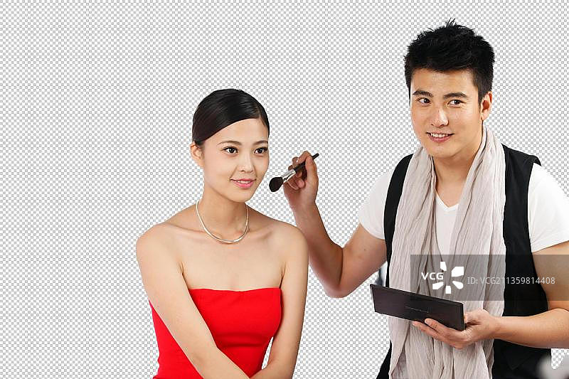 化妆师给演员化妆图片素材