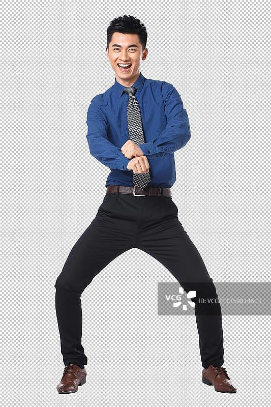 商务男士跳骑马舞图片素材