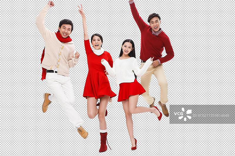 兴奋的青年男女过圣诞节图片素材