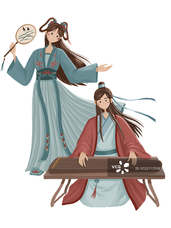 汉族少女与少年免抠图人像图片素材