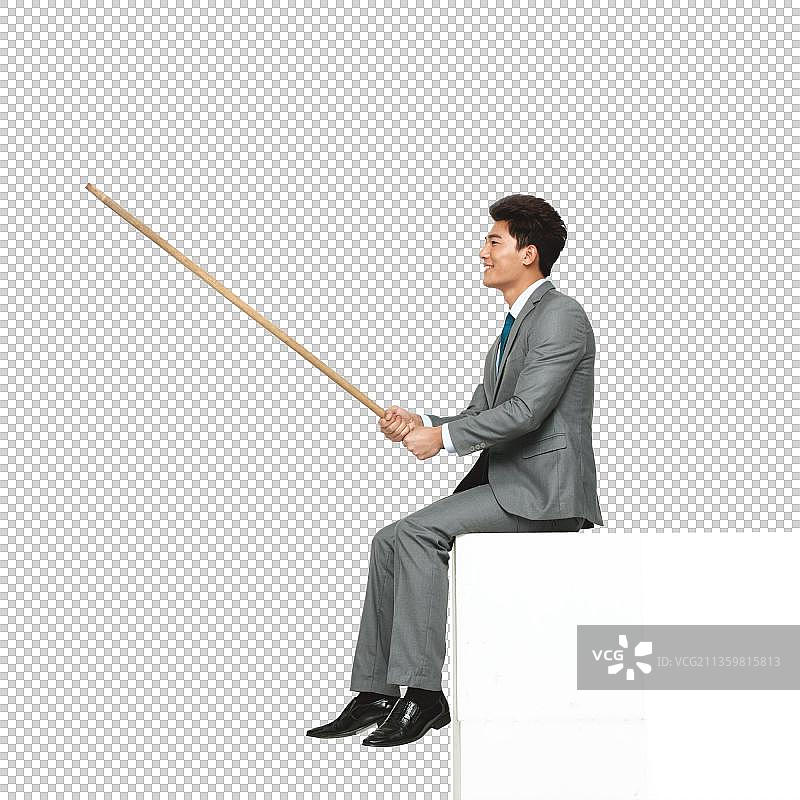 商务青年男人钓鱼图片素材