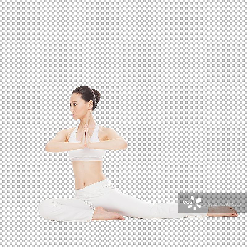 年轻女孩做瑜伽图片素材