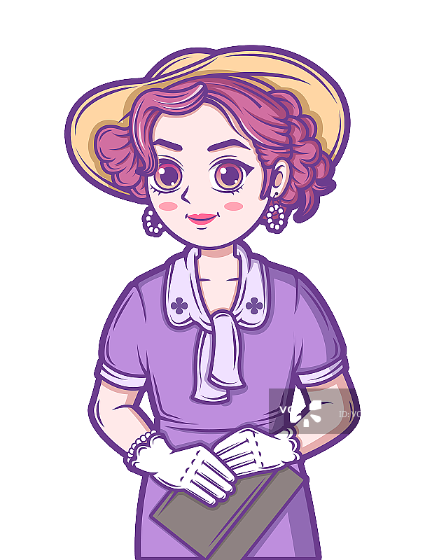 时尚半身法式女孩图片素材