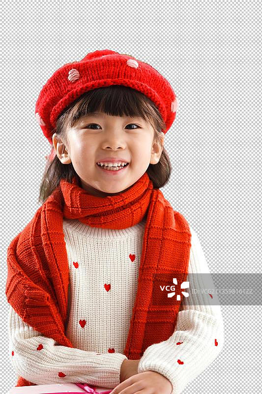 可爱的小女孩过圣诞节图片素材