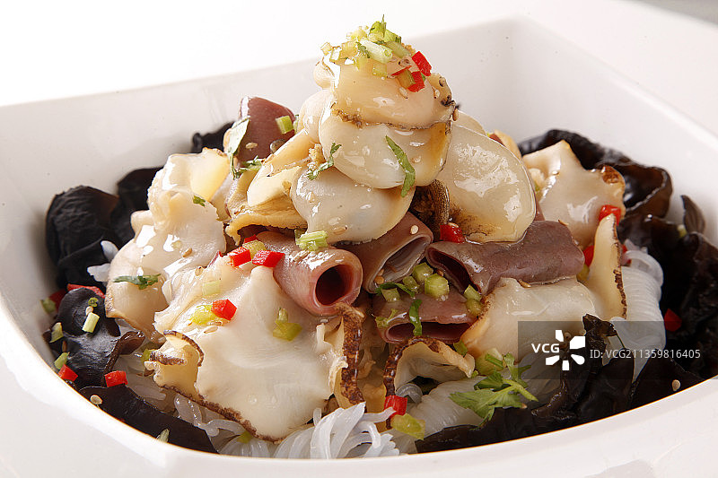 中国传统烹饪的海鲜美食海鲜凉拌菜图片素材