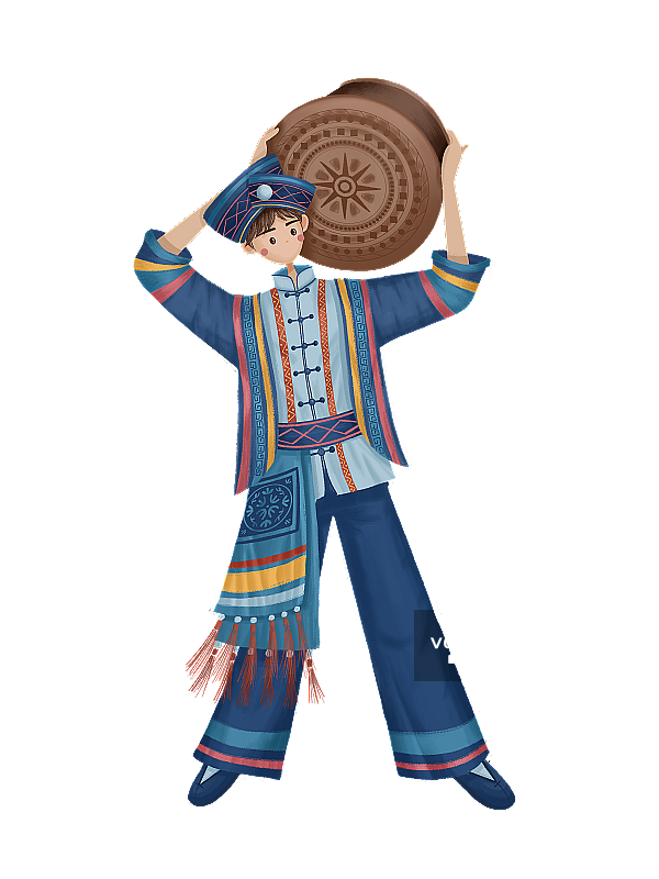 壮族铜鼓舞少年免抠人像图片素材