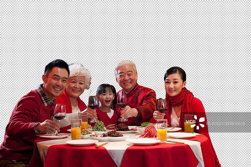 东方家庭过年吃团圆饭图片素材