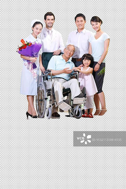 医生护士和病人家庭图片素材