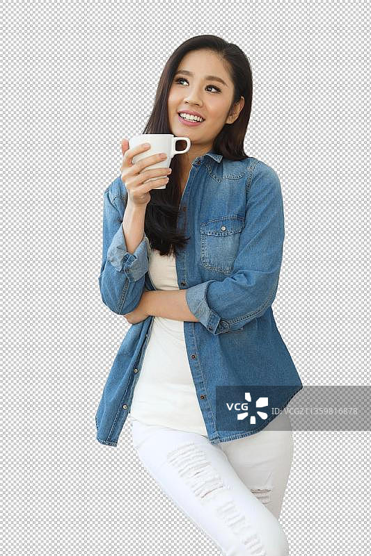 青春活力的年轻女人喝水图片素材