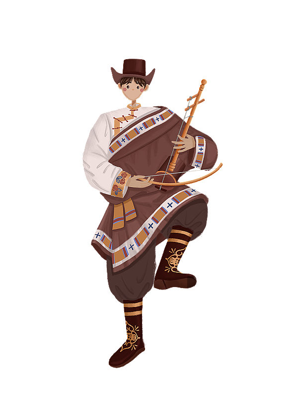 拉胡琴的藏族少年免抠人像图片素材