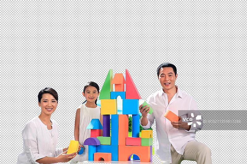 东方家庭搭积木图片素材