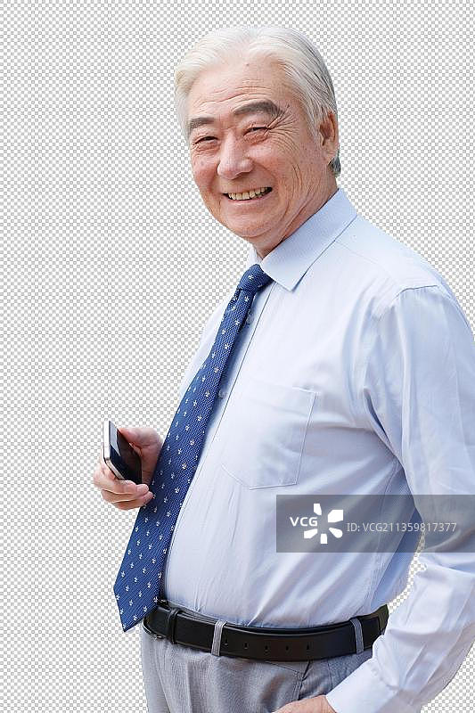 商务老年男人拿着手机图片素材