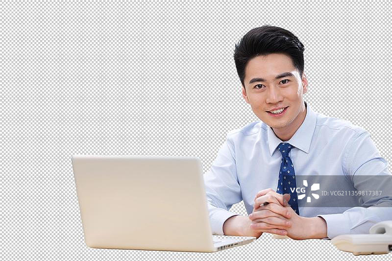 年轻的商务男性在办公室快乐工作图片素材