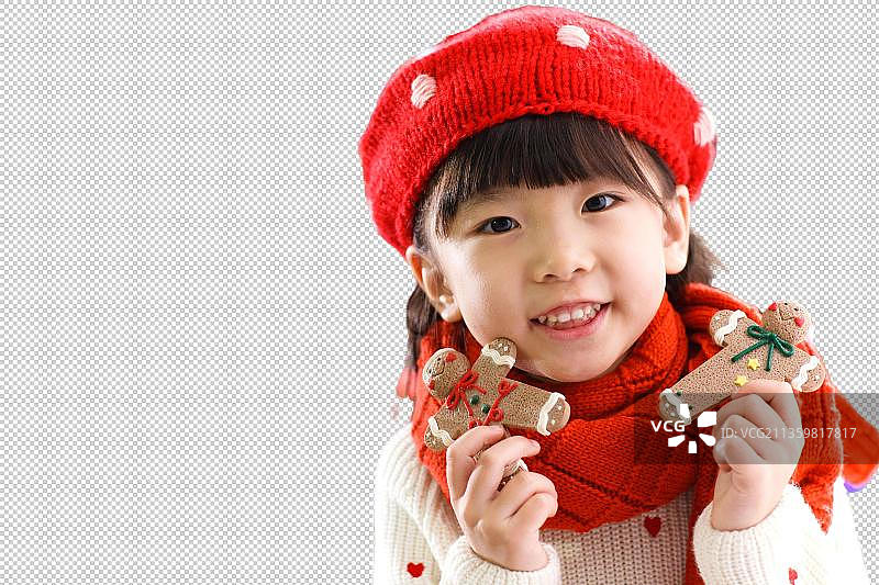 可爱的小女孩过圣诞节图片素材
