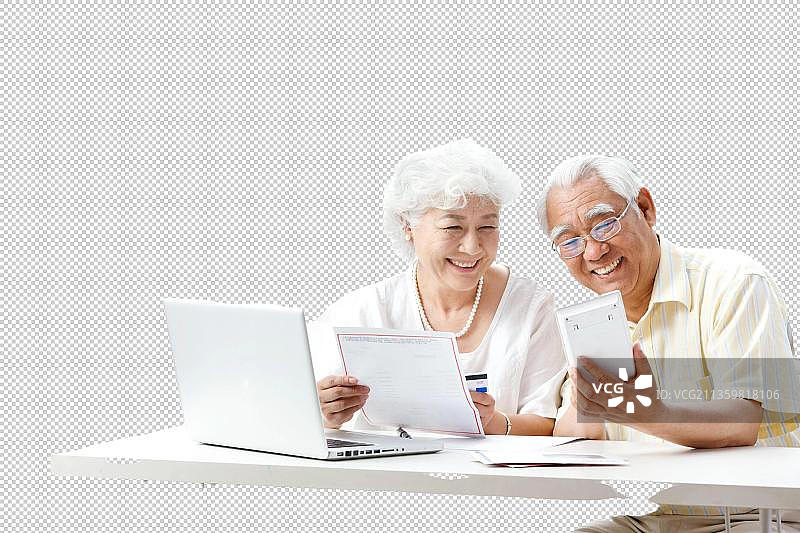 幸福的老年夫妇使用电脑图片素材