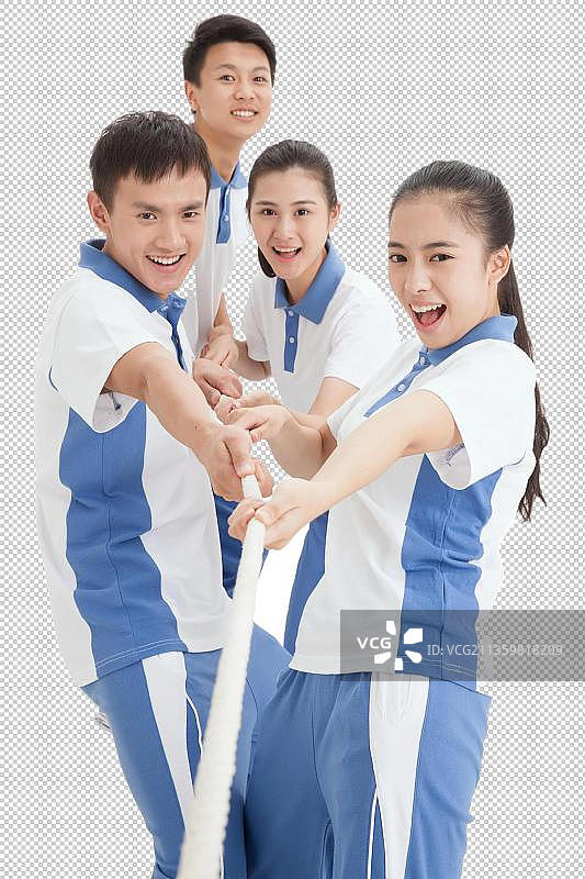 中学生在做拔河比赛图片素材