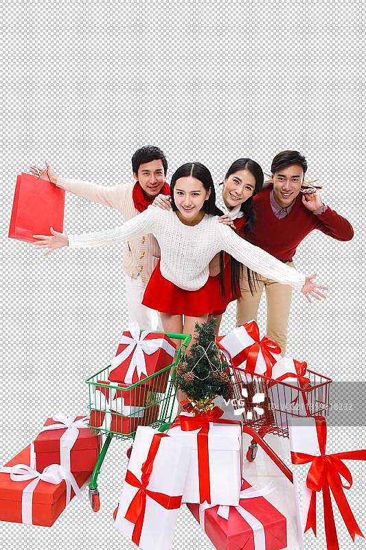 欢乐的青年男女过圣诞节图片素材