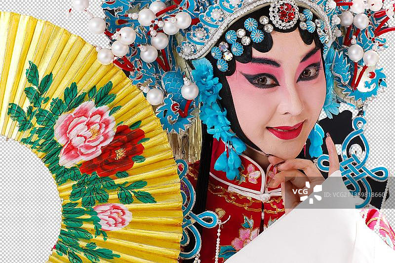 女京剧表演者拿着折扇图片素材
