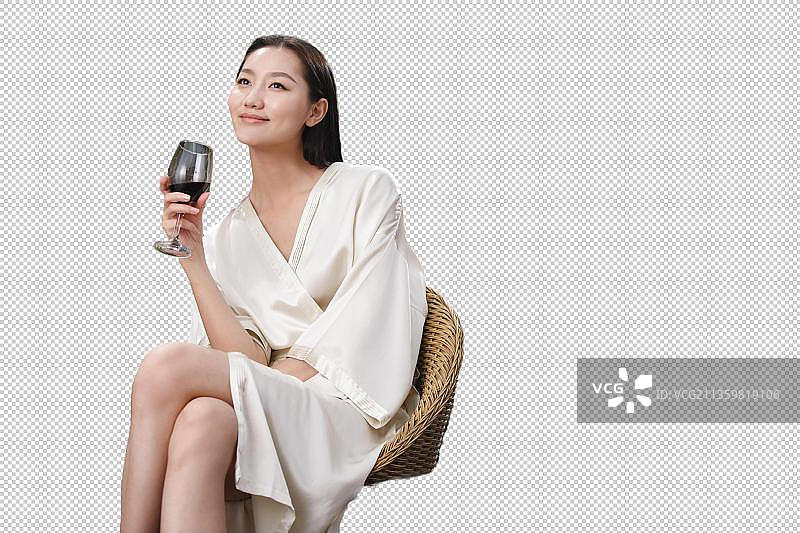 年轻女人喝红酒图片素材