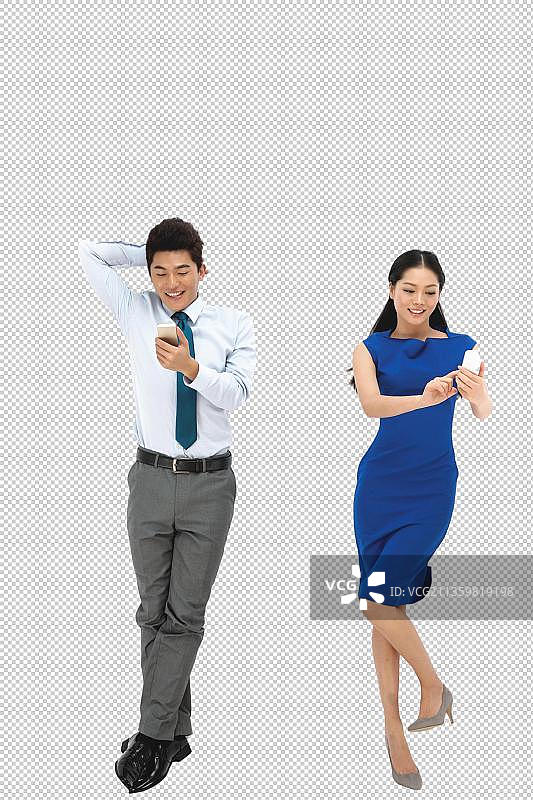 商务男人和女人拿着手机图片素材