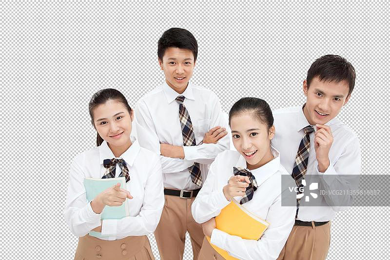 自信的中学生拿着书本图片素材