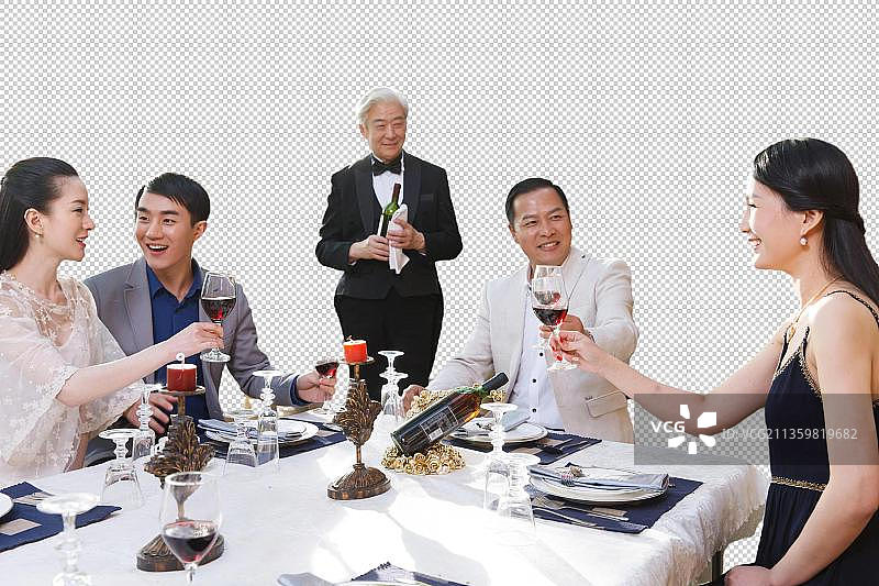 东方人聚会吃饭图片素材