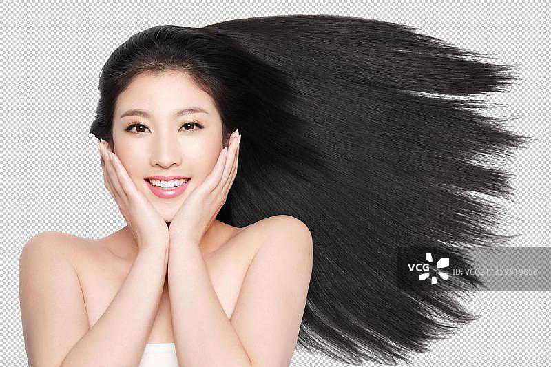 美女亮丽丝缎般的头发图片素材