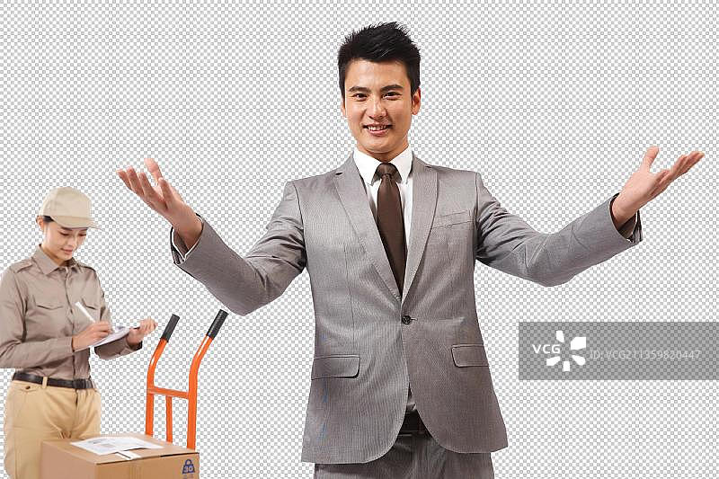 青年物流人员在工作图片素材