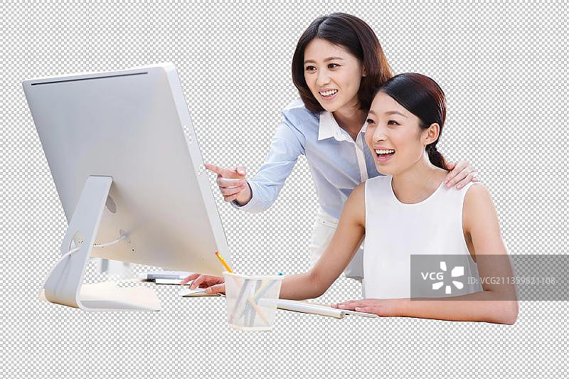 年轻的商务女性在办公室快乐工作图片素材