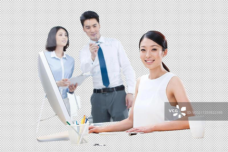 年轻的商务人士在办公室快乐工作图片素材