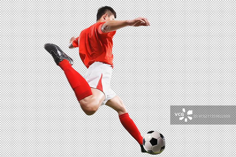 足球运动员踢球图片素材