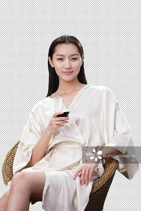 年轻女人喝红酒图片素材