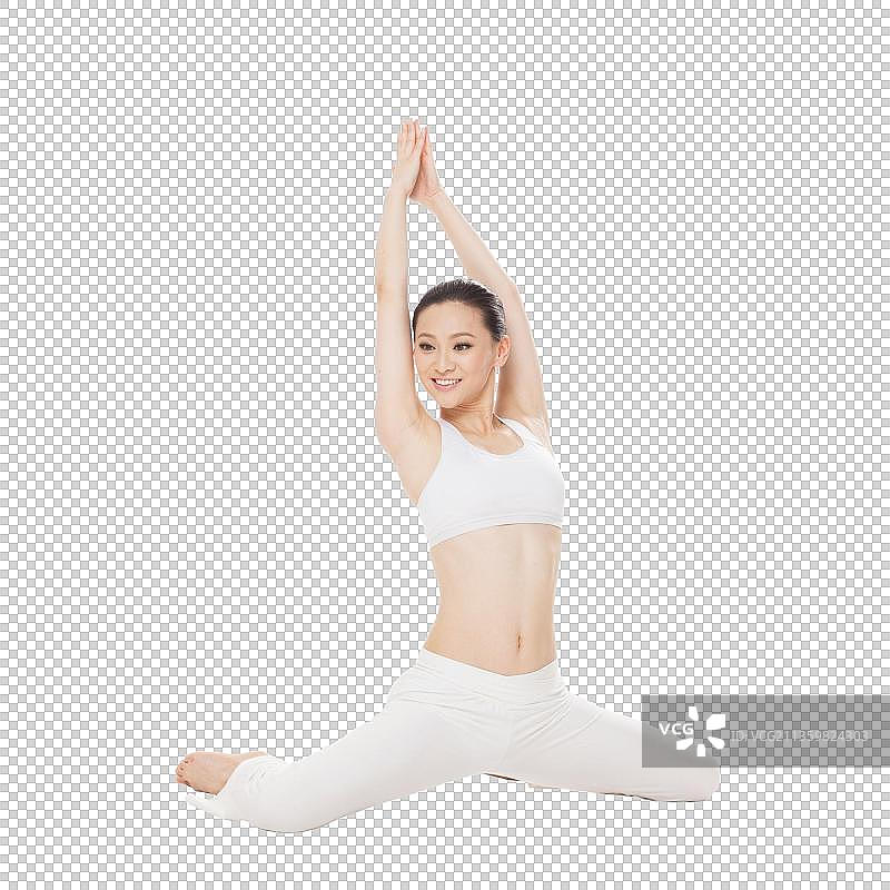 年轻女孩做瑜伽图片素材