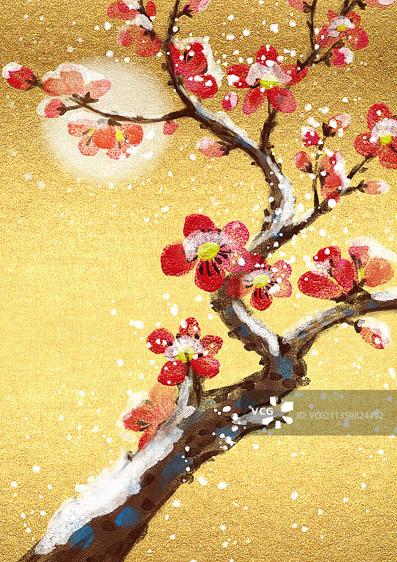 雪中红梅图片素材