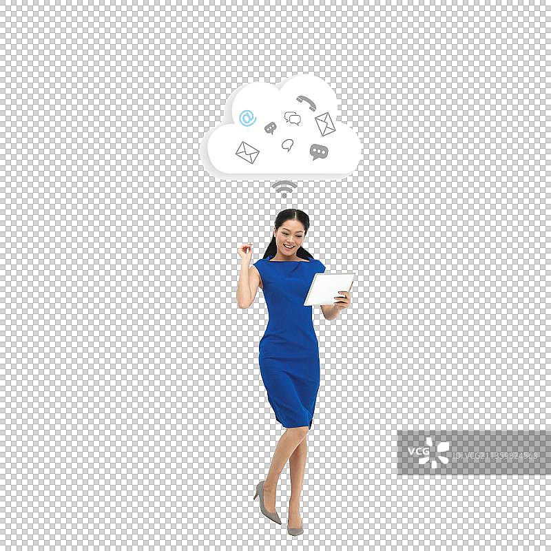 商务女人拿着平板电脑图片素材