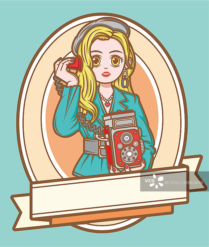 绿色复古女郎图片素材